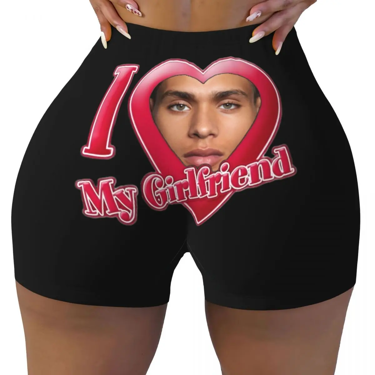 

Custom Personalized Face Photo Running Volleyball Gym Shorts Women I Love My Girlfriend Athletic Workout Yoga Shorts