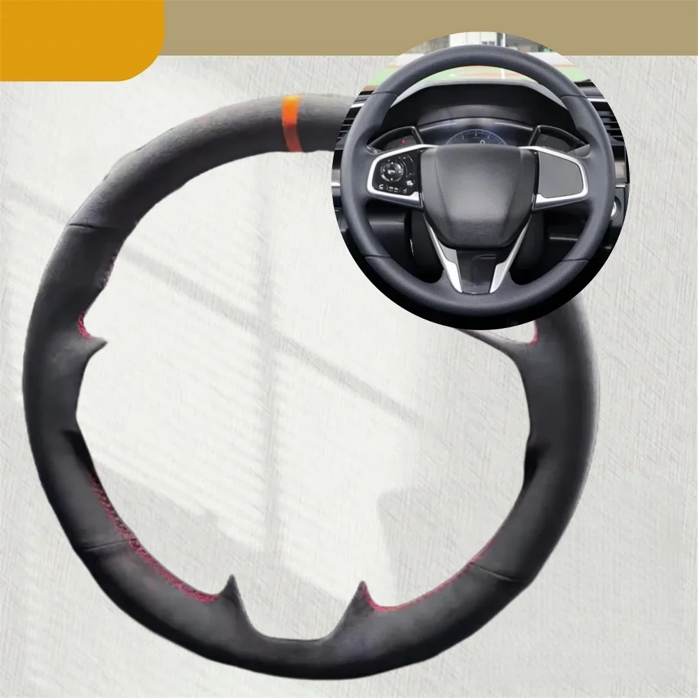 

Автомобильный чехол на руль для Honda Civic 10 2016-2021 CR-V CRV 2017-2021, замшевая кожа, нескользящие автомобильные аксессуары, накидка на руль