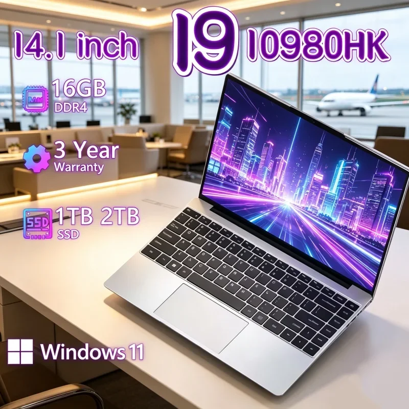 Intel Core I9 10980HK 14.1 Inch Laptop Multitask 8C 16T 2.4GHz 32GB DDR4 2TB M.2 SSD 16MB 45W Gaming Office Notebook