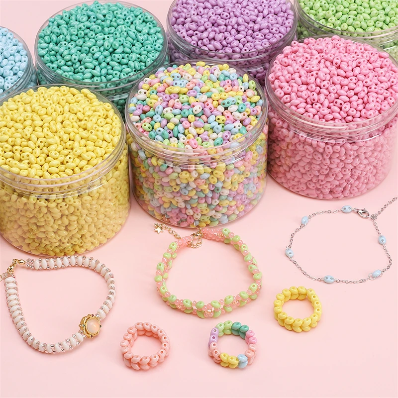100/200pcs 6x4mm Cute Pig Nose Shape Beads Colorful Acrylic Beads for Jewelry Making DIY Accessories Necklace Loose Beads