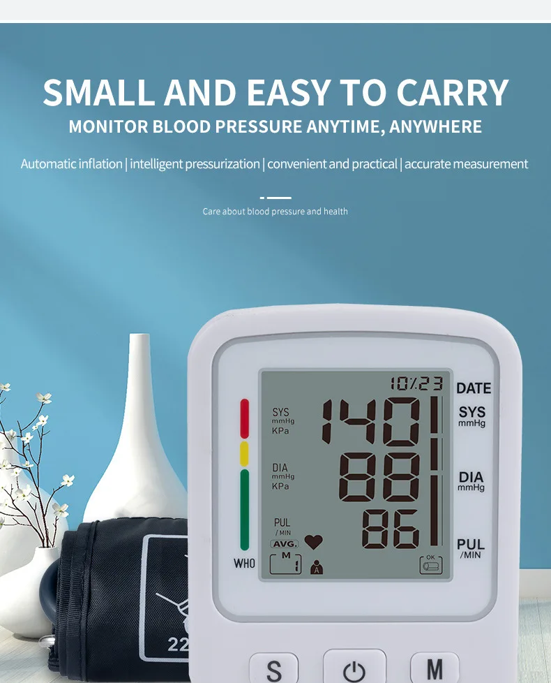 Портативный монитор артериального давления, высокоточный голосовой цифровой сфигмоманометр, мониторы Bp, электронный тонометр, манжета, перезарядка