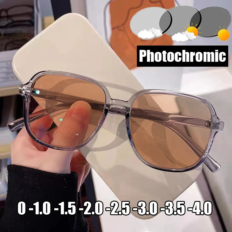 

Luxury Men Women's Photochromic Minus Glasses Fashion Finished Myopia Diopter Eyewear Outdoor Color Changing Sunglasses To -4.0