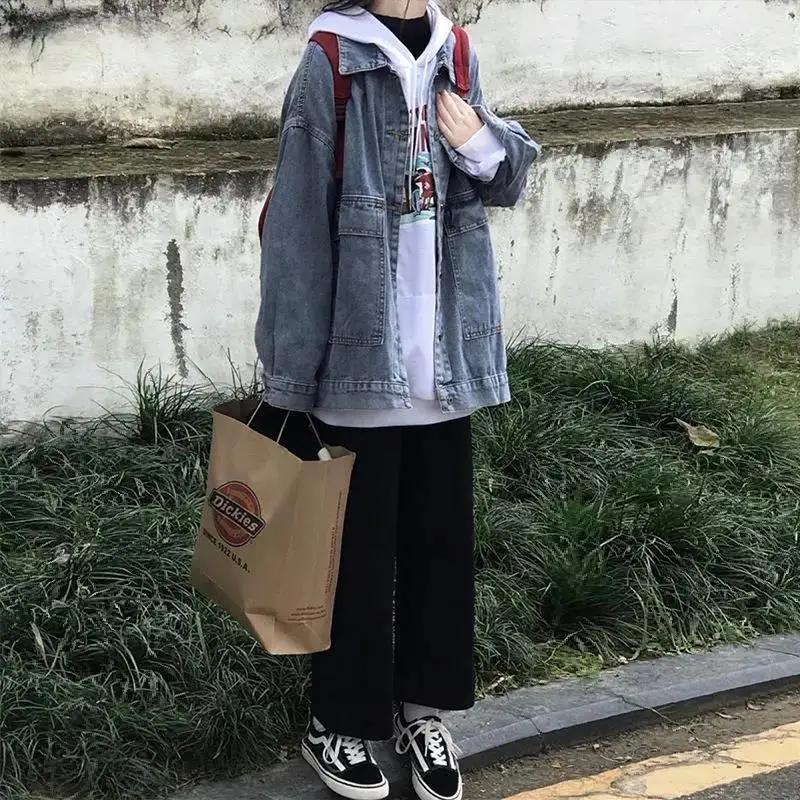 

Ветровки для женщин, осенняя женская одежда, корейский модный стиль, милые, милые, повседневные, нежные, с карманами, чистые, простые, базовые