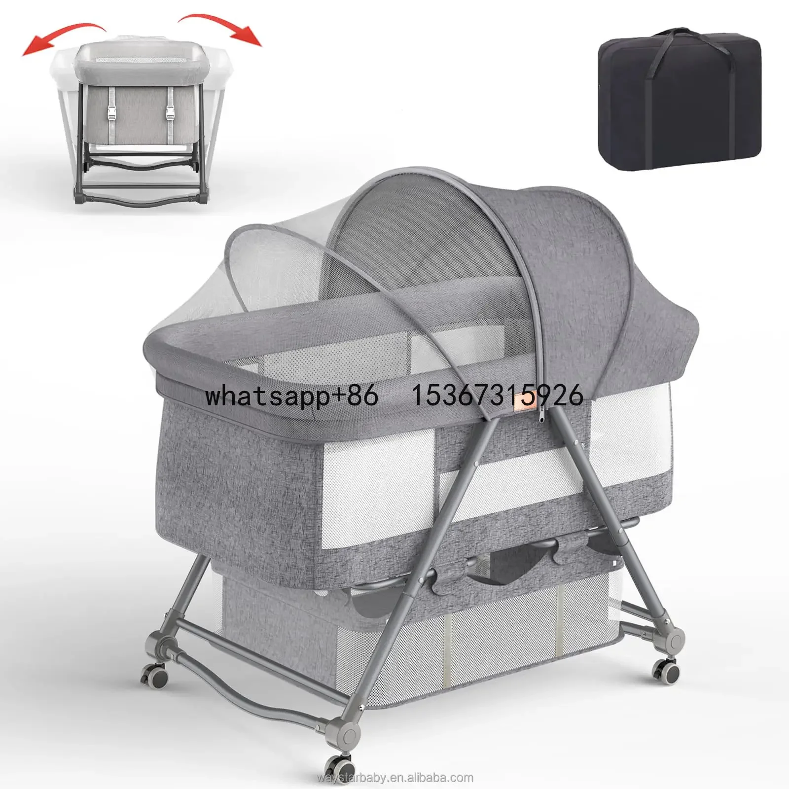 

Waystarbaby Bedside Swing Baby Cradle Crib Sleeper Multifunction Baby Cot Bed Crib Foldable Aluminum Alloy for Baby Metal Modern