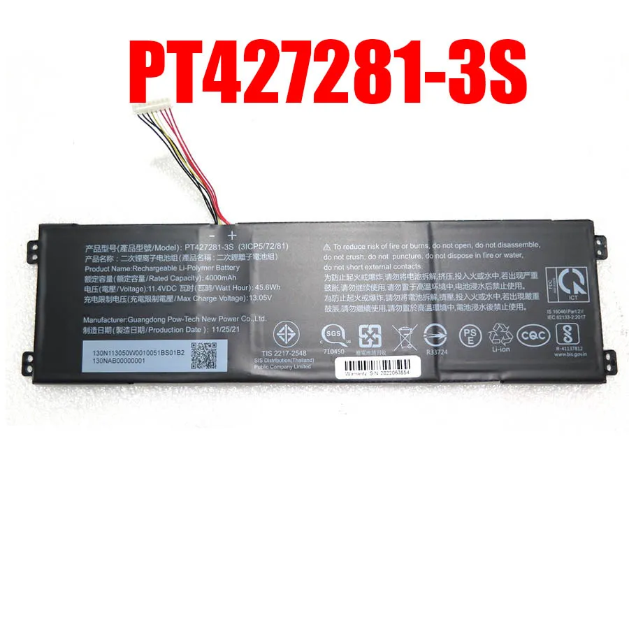 Laptop Battery PT427281-3S 3-cell 11.4V 4000mAh 45.6W New