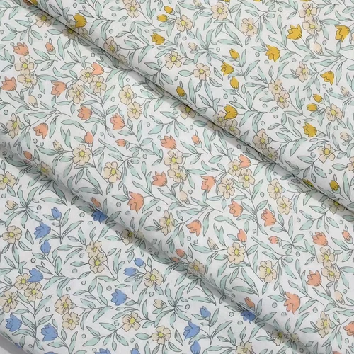 0,5 m/1m/3m Ditsy Floral impreso 100% tela de algodón colorido en forma de campana diseño de follaje verde Floral para ropa mantel DIY