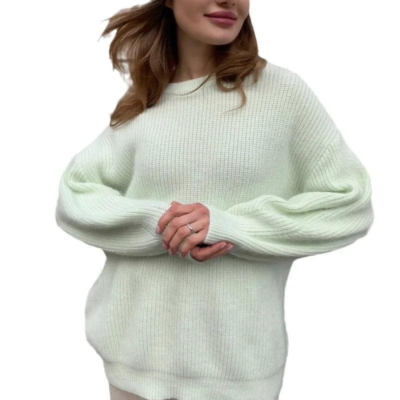 Autumn and winter imitation mink sweater for women, lazy style, loose and super soft knitted top for women, versatile