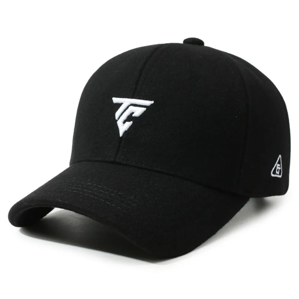Fleece Lined Men Baseball Cap Cold Proof Embroidered Logo Embroidered Peaked Cap Thickened Soft Fabric Winter Duckbill Cap