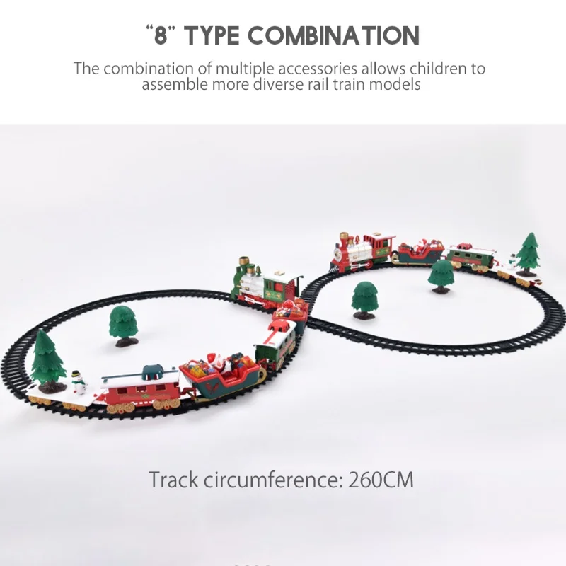 عيد الميلاد قطار المسار الكهربائي للأطفال ألعاب مقصورة السكك الحديدية الكلاسيكية مع الموسيقى الخفيفة لهدايا الأطفال #3