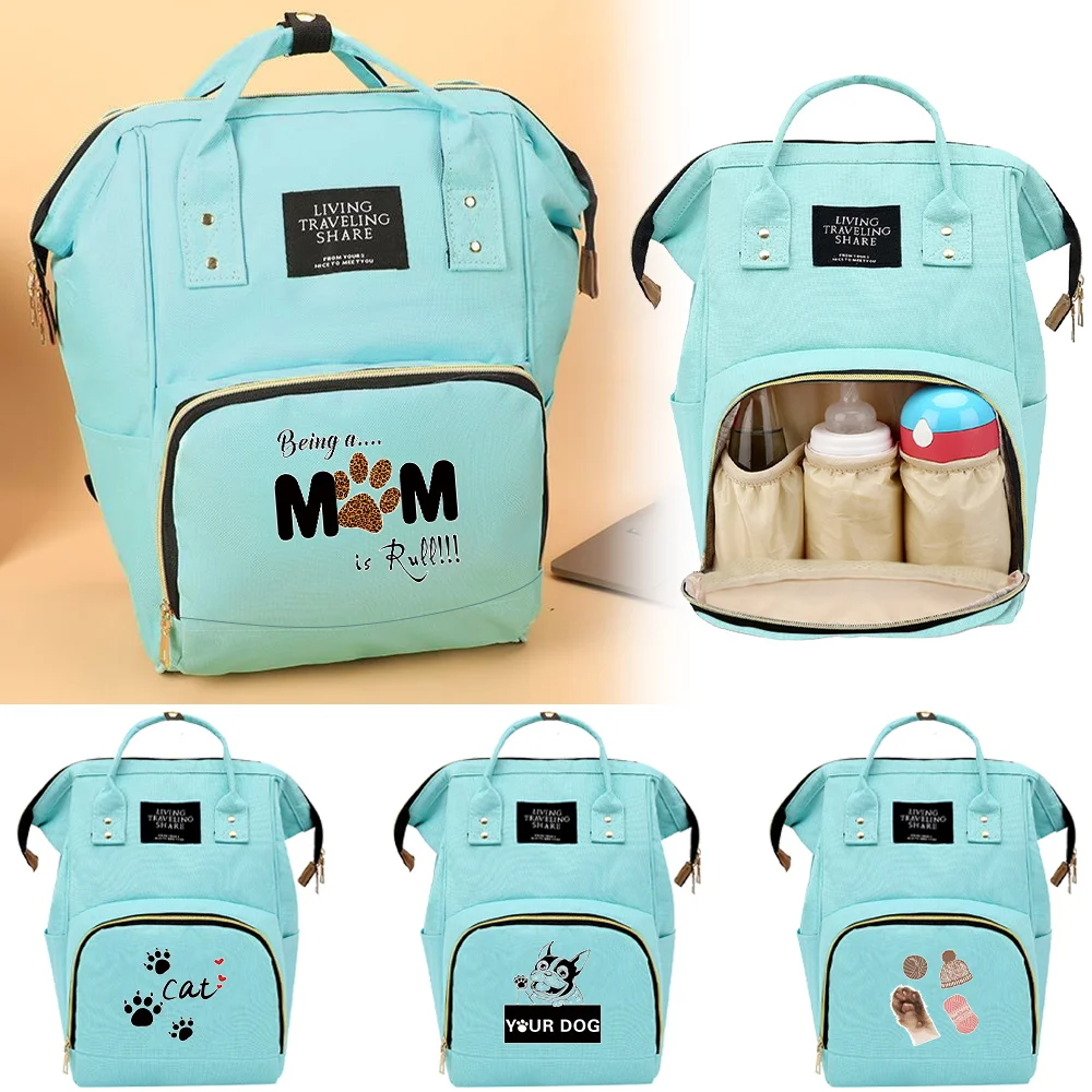 

Mommy Backpack Multifunction Nappy Changing Pouch Newborn Products Storage Bags Footprints Series with Compartments