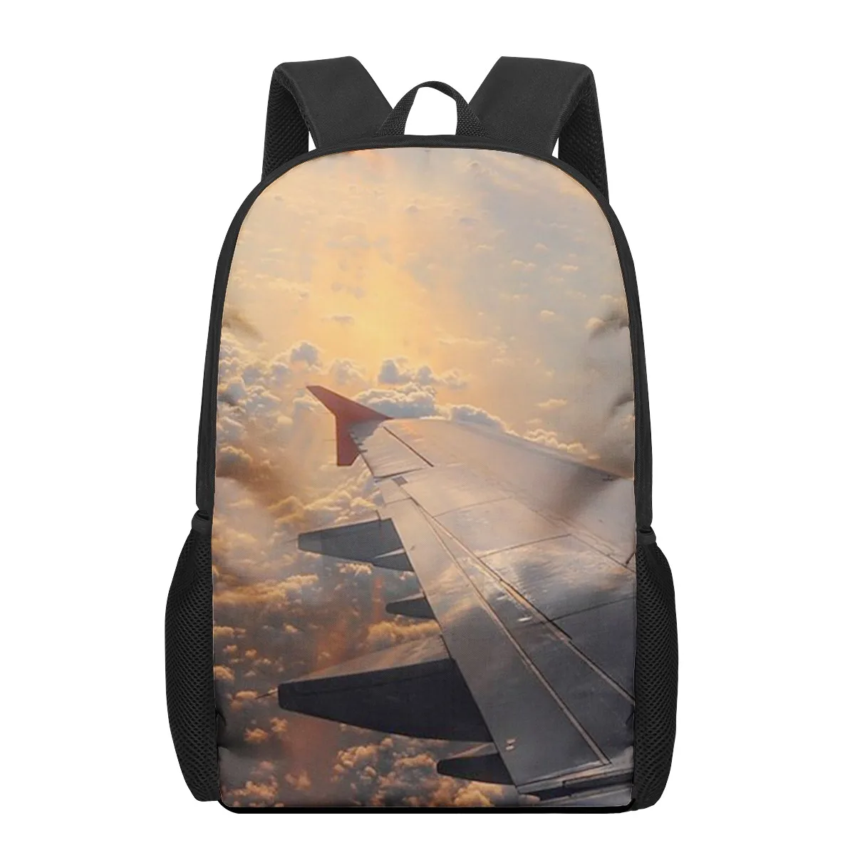 Aircraft Sky Print School Bags for Boys Girls Primary Students Backpacks Kids Book Bag Satchel Back Pack Large Capacity Backpack