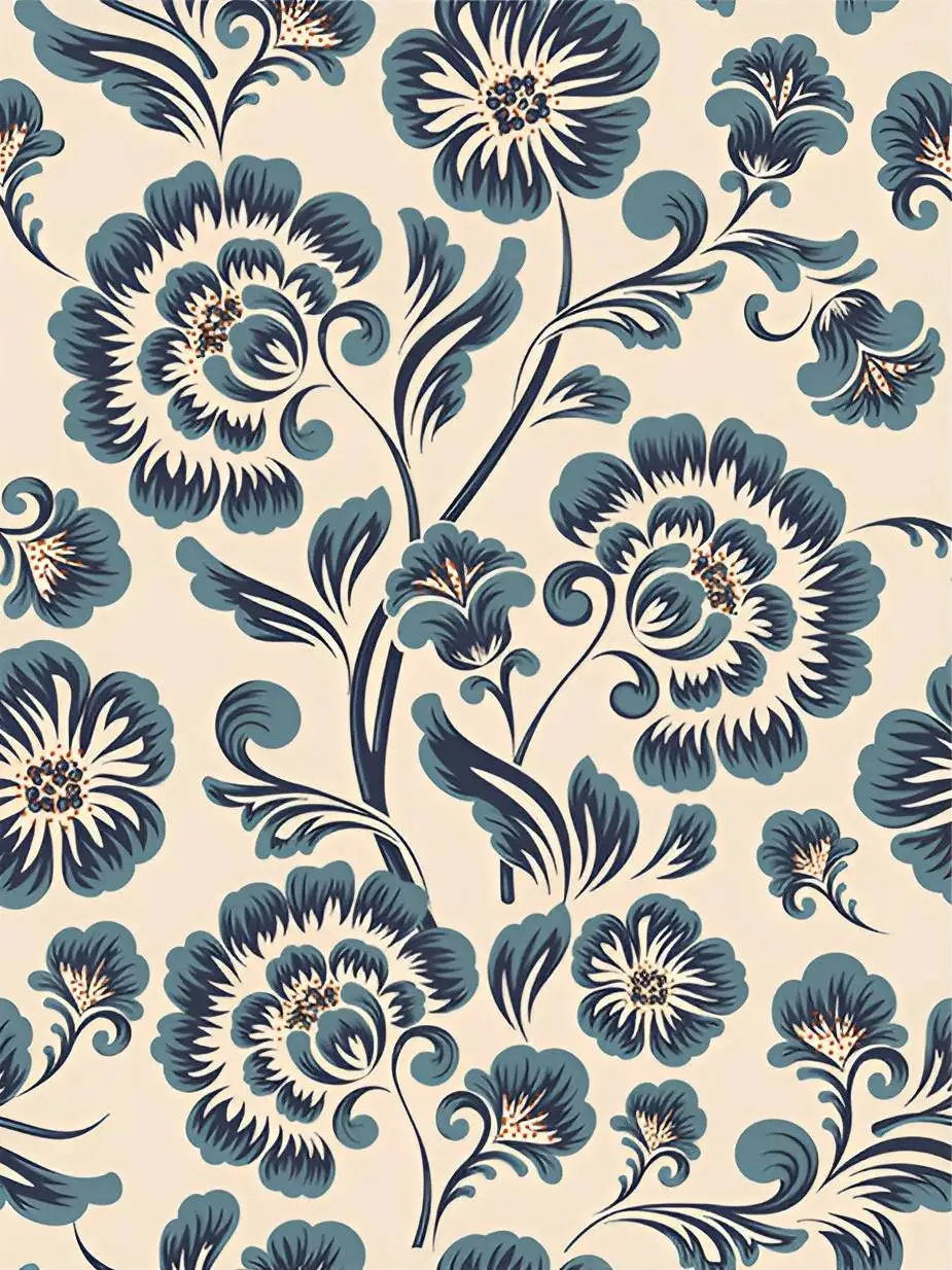 Vintage Blue Floral Peel and Stick Wallpaper Modern Removable Stick on Contact Paper Blue Self Adhesive Wallpaper for Cabinets