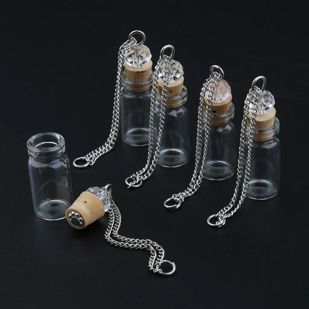 Perfume Glass Vial Pendant Bottle Small Refillable Container for Essential Oils and DIY Gift Projects