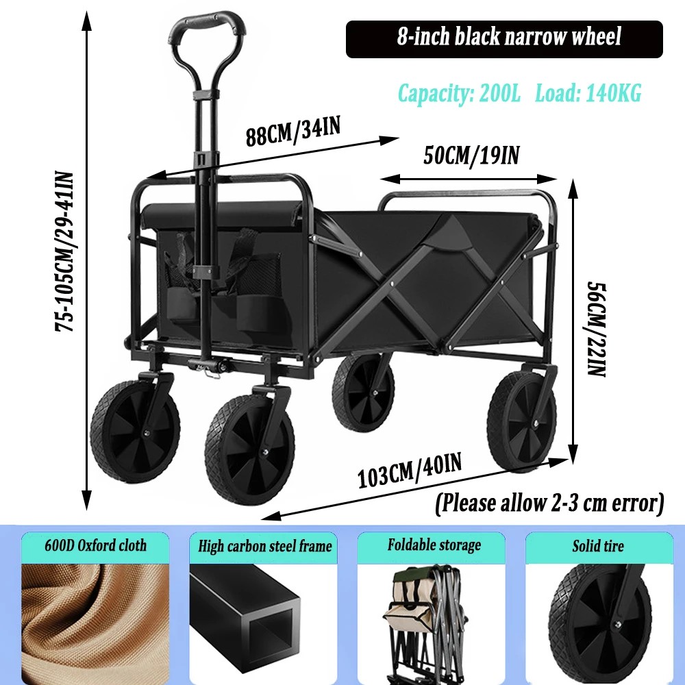 Collapsible Folding Frame Outdoor Garden Utility Wagon Cart