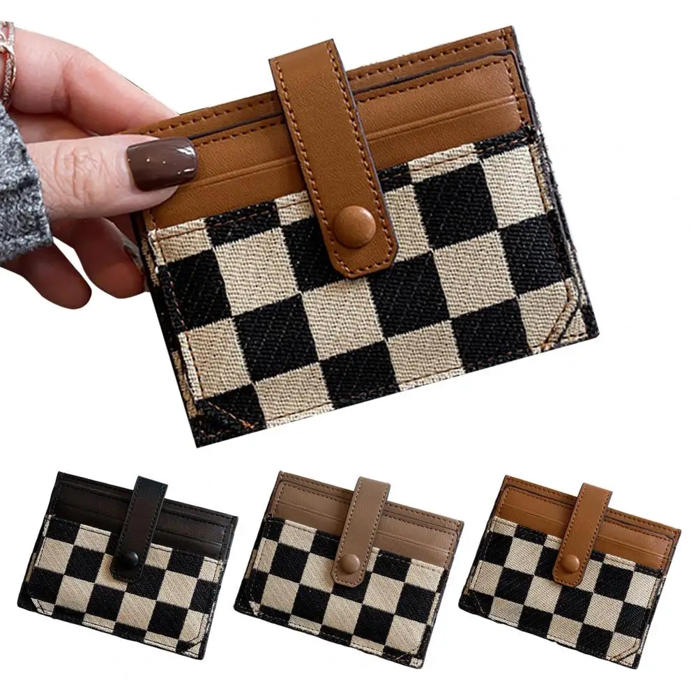 

Designer Compact Wallet Compact Checkbook Wallet Plaid Pattern Card Holder Stylish Durable Credit Card Organizer for Easy