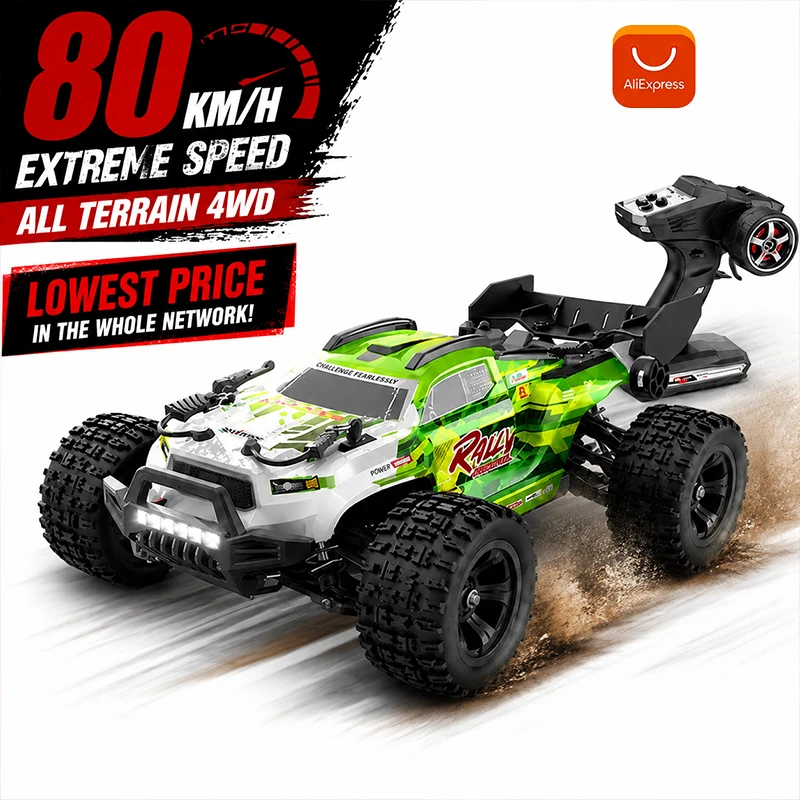 Nuevo Auto RC 4x4 a Escala 1:18, 50-80KM/H, con Control Remoto LED, Auto de Alta Velocidad, Monster Truck para Niños vs 144001 Juguetes