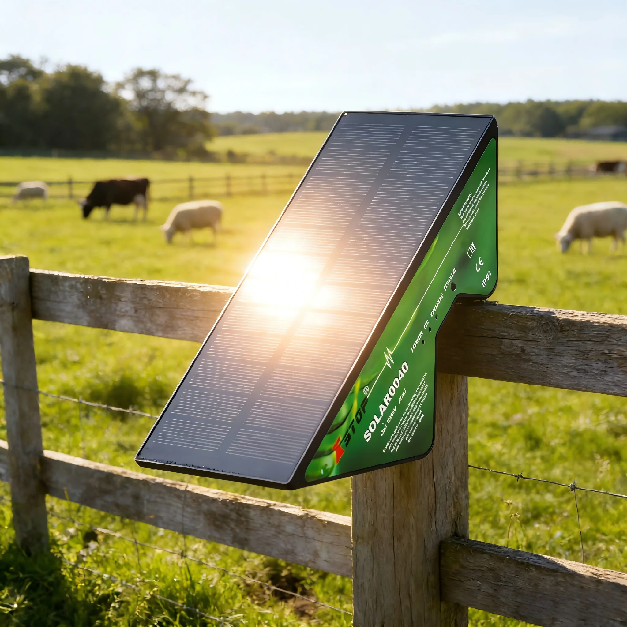Solar Powered Electric Fence Energizer, Solar Fence Charger for Cattle Livestock Farm