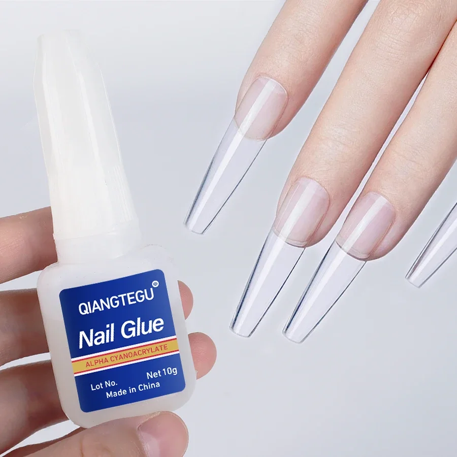 

Fingerqueen 10ml Nail Tips Glue Gel with Brush False Tips Extend Nail Transparent UV Nail Gel Base Coat Diamond Stick Varnish