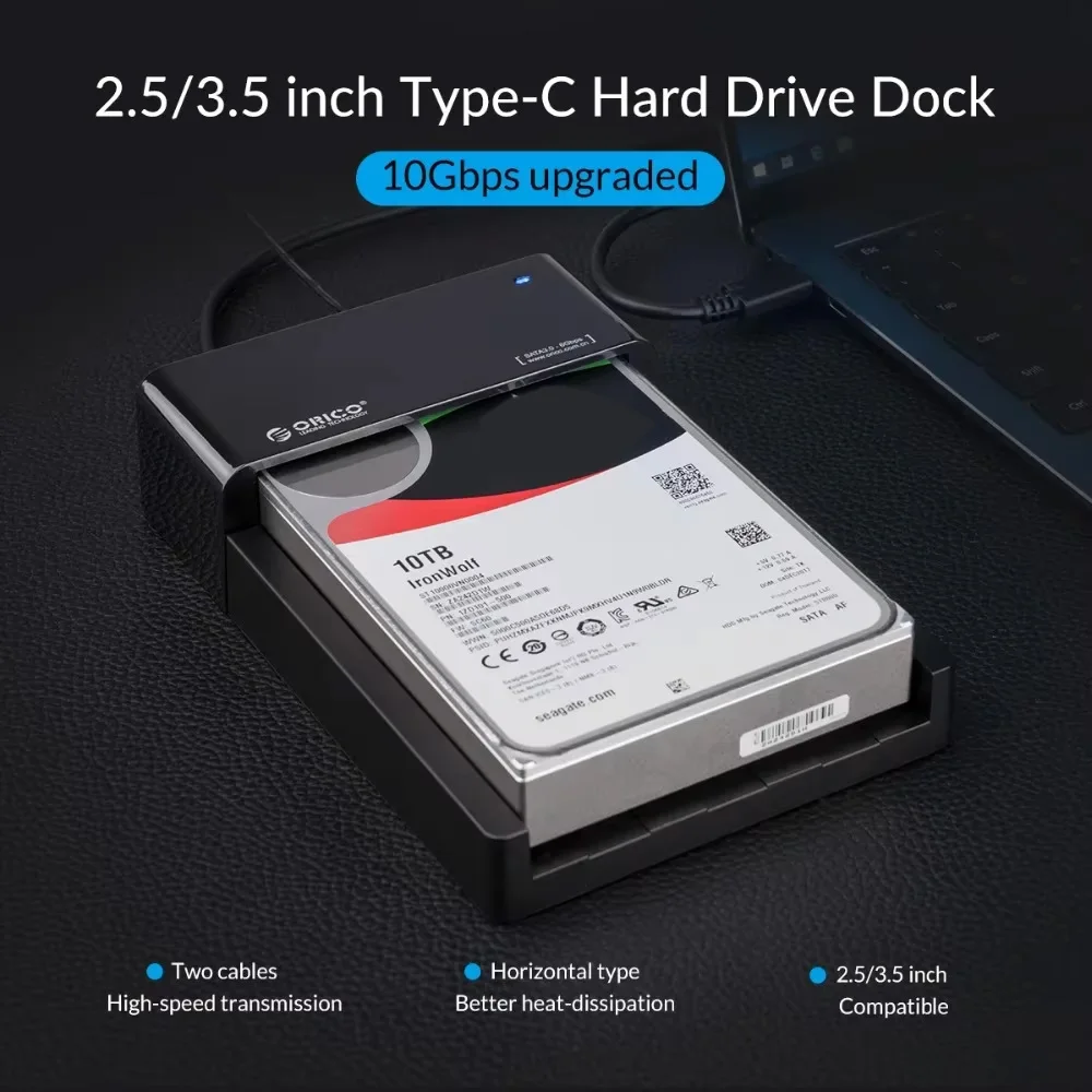 ORICO 2.5/3.5 Inch HDD Enclosure SATA To USB3.1 Type C Gen2 10Gbps External Hard Drive Docking Station for PC Laptop Accessories