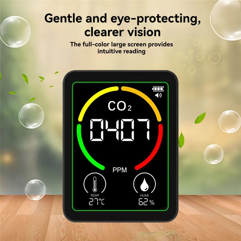 【Flash-Deal!】MT03 3 In 1 Air Quality Monitor With Stand CO2 Temperature Humidity Tester CO2 Detector Carbon Dioxide Detector