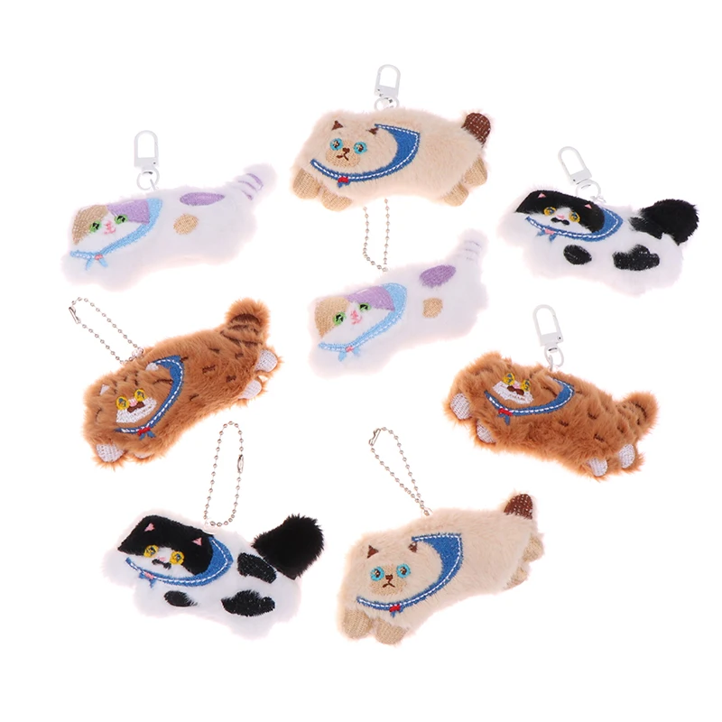 

Cute Cat Plush Small Pendant Keychain Kitten Accessories Chinese Calico Cat Siamese Kitten Cartoon Dolls Bag Hanging Decorations