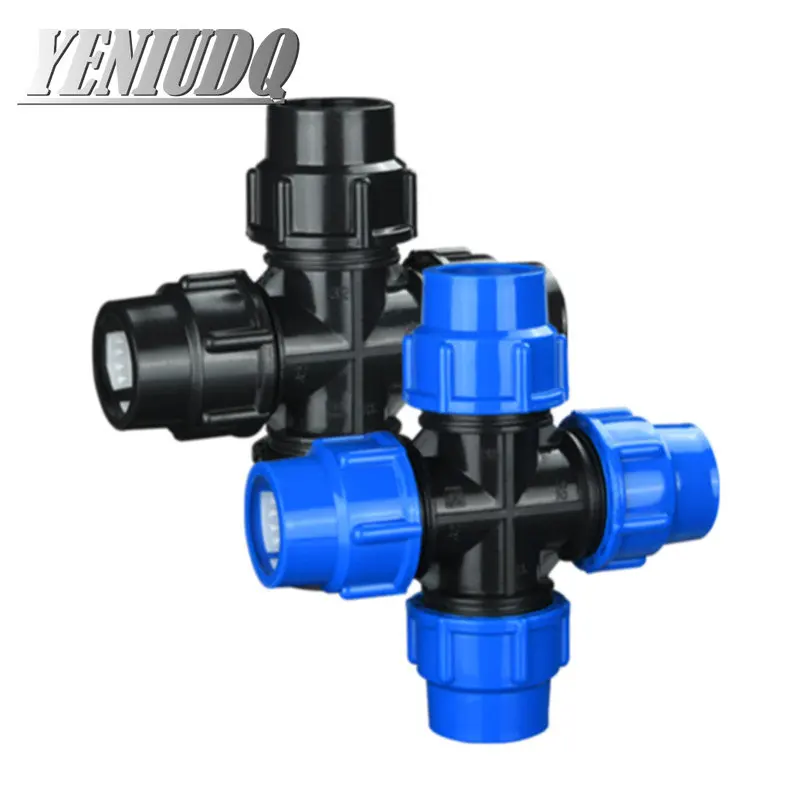 Plastic PE fittings quick Union Plastic fittings four-way union joint 20/25/32/40/50/63mm Tap Water Irrigation