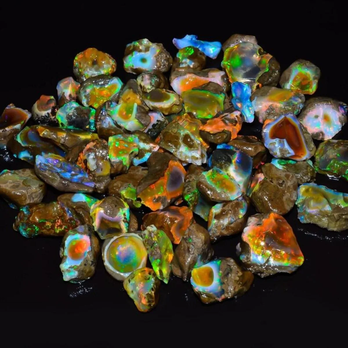 Natural Ethiopian Welo Opal 25-80CT Rough Fire Opal Rainbow Flash Randomly Selected One view 6