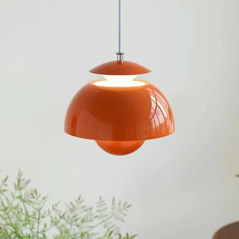 Danish Flower Bud Shape Iron Art Pendant Lamps Paint Bedroom Bedsides Bar Counter Restaurant Cafe Indoor Suspension Luminaires