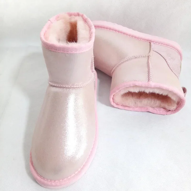 Classic Women Boots Top Quality 100% Genuine Sheepskin Leather Snow Boots Natural Fur Warm Wool Winter Boots Ankle Shoes