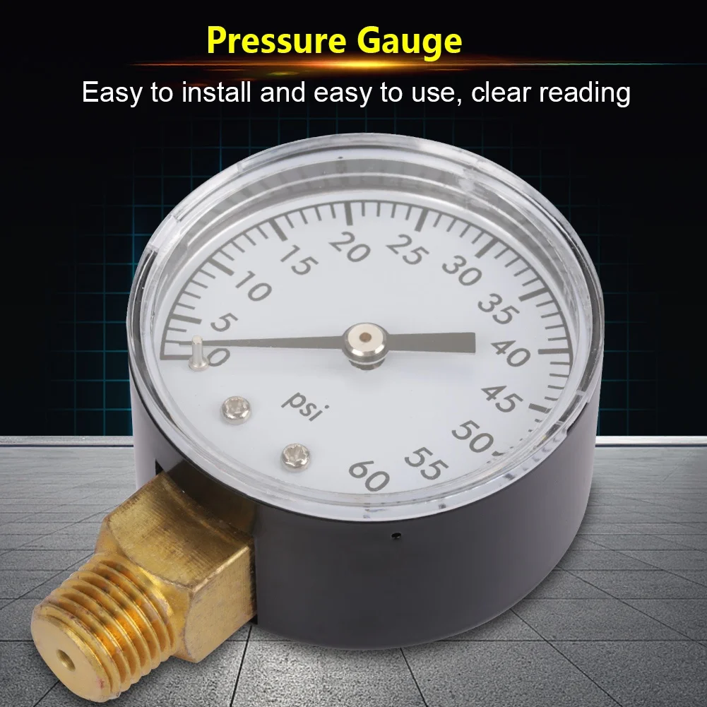 0-60psi Pressure Gauge Manometer for Water Air Oil Dial Instrument Base Entry NPT 1/4