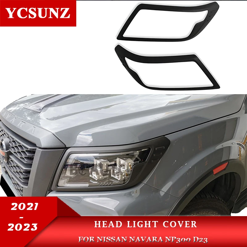 ABS Chrome Black Head Light Cover Trims For Nissan Navara Frontier Np300 D23 2021 2022 2023 Front Lamp Protector Car Accessories
