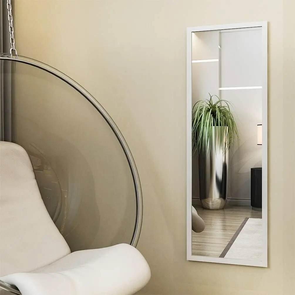 48x16 Inch Full Length Mirror with Metal Hangers for Wall or Door Mount in Bedroom Living Room Bathroom