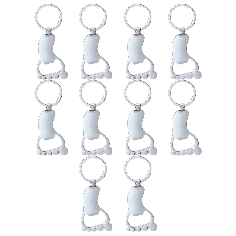

10pcs Foot-shaped Bottle Opener Metal Keychain Retro Bar Home Accessory Compact Wear-resistant Beer Opener for Camping Travel