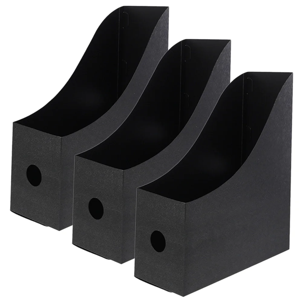 3 Pcs File Storage Box Folder Holder Office Bookshelf Shelves Rack for Desk Organizer Pp Magazine Student Use Desktop