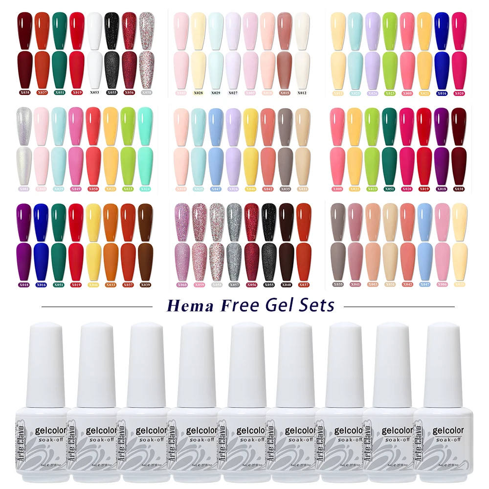 

Arte Clavo 3/6/8Pcs Hema Free Gel Nail Polish Set 8ml Summer Colorful Semi Permanent Soak Off UV LED Nail Art Hybrid Gel Varnish
