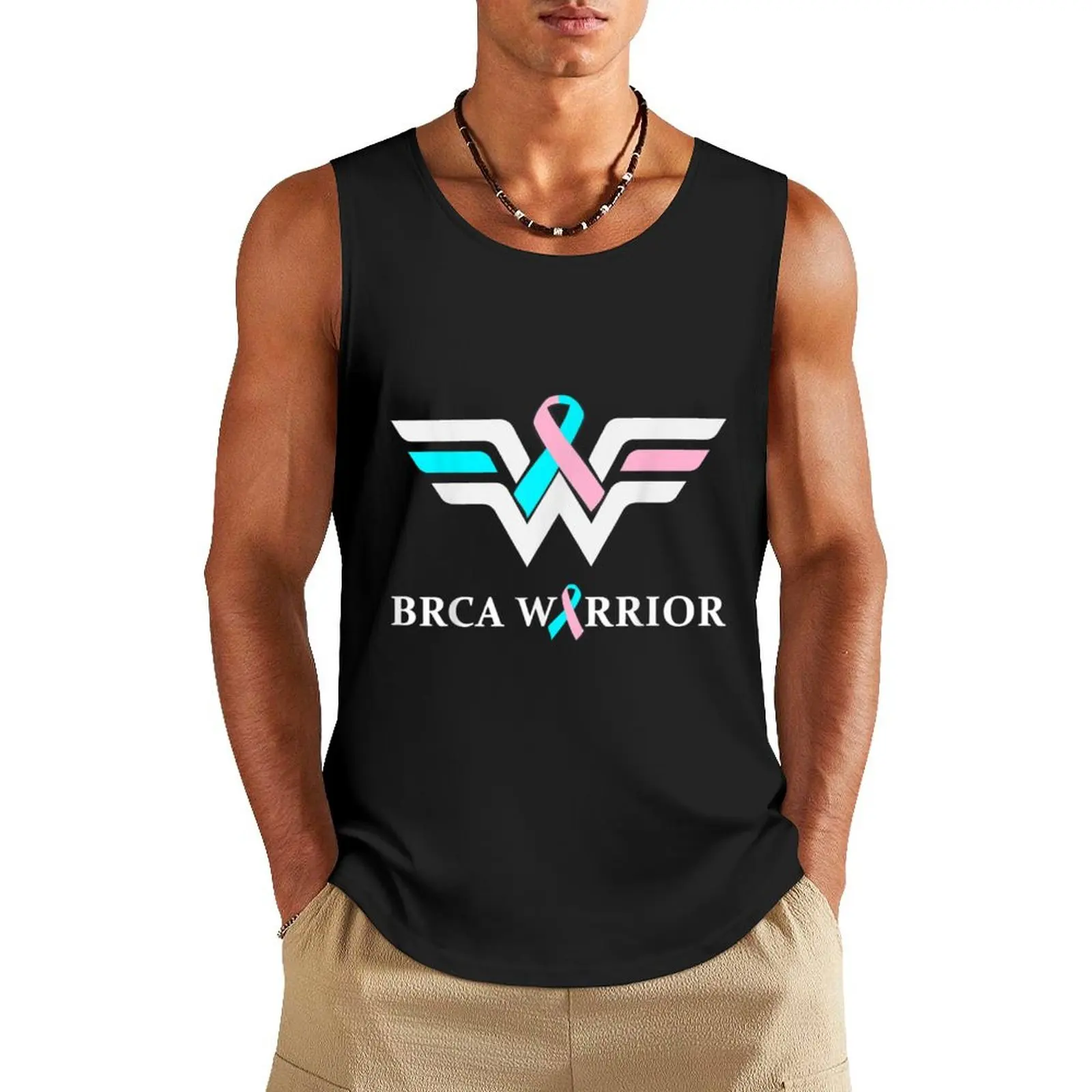 BRCA Warrior, breast cancer Awareness Tank Top Working vest man vest gym shirts