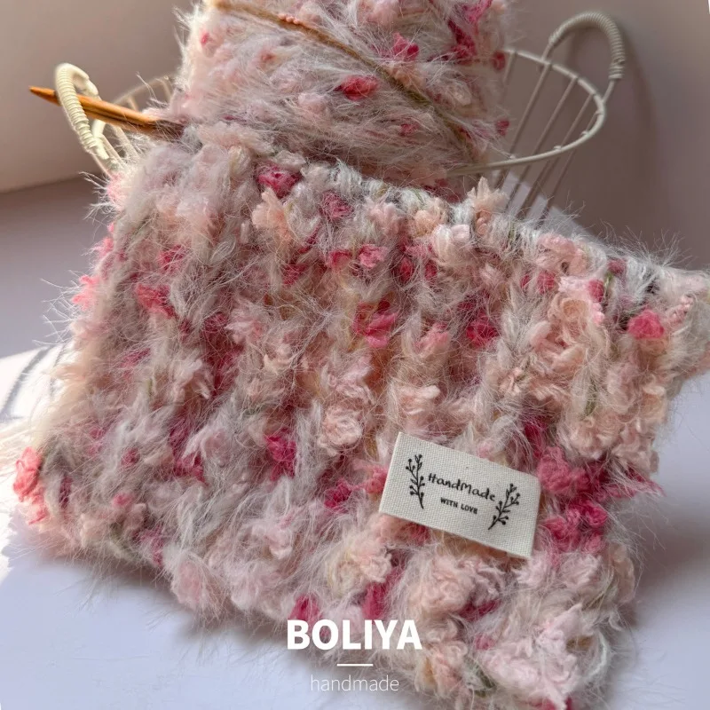 100g Raspberry Cake, 6-strand DIY Hand Mixed Yarn Ball, Hand Woven Crochet Hat, Bag, Jacket, Scarf, Headband, Special Thread