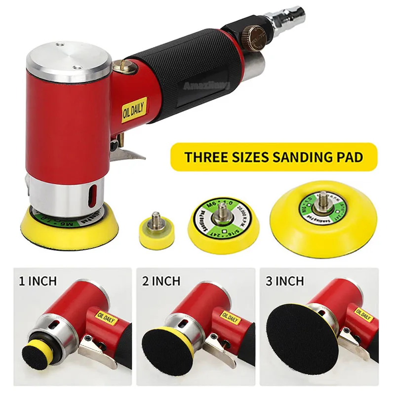 With 1/2/3 Inch Pad New Orbit Mini Air Sander Pneumatic For Car Polishing High Speed Air Powered Polisher Air Tool Machine