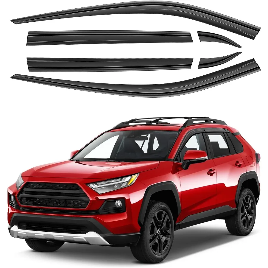 

Дождевики TapeOn для RAV4 20192023, набор из 6 предметов, небьющиеся козырьки для боковых окон с дымчатой тонировкой и дефлекторы OutChannel для