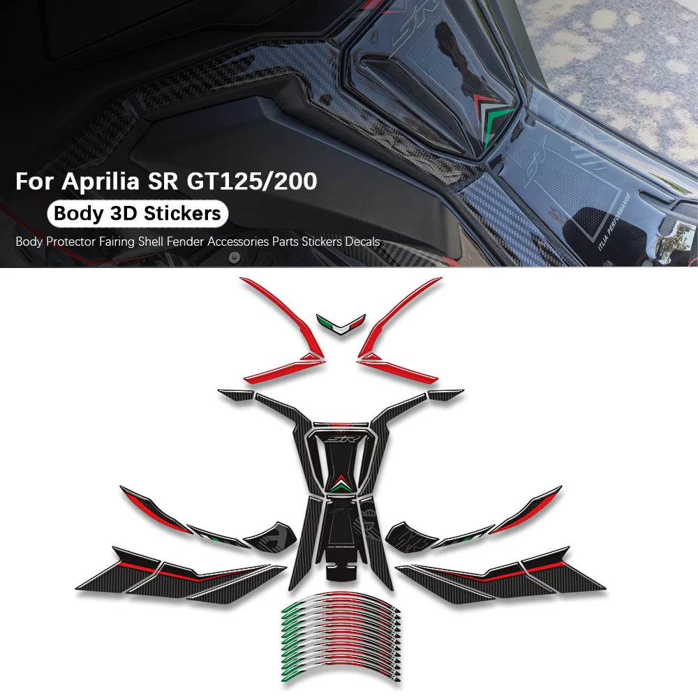 

Motorcycle For Aprilia SR GT 125 200 Sport Replica Body Protector Fairing Shell Fender Accessories Parts 3D Stickers Decals 125