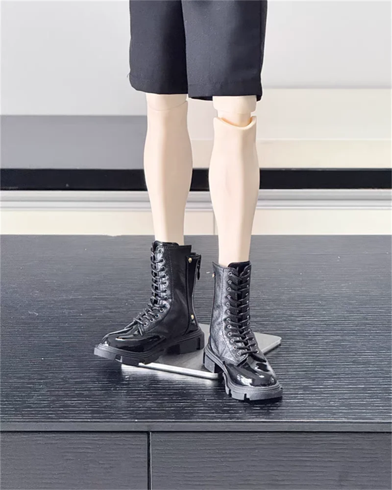 

Обувь для куклы BJD, подходящая для ID75, ботинки размера дяди с кожаной поверхностью, матовые ботинки с заклепками, черные мужские ботинки