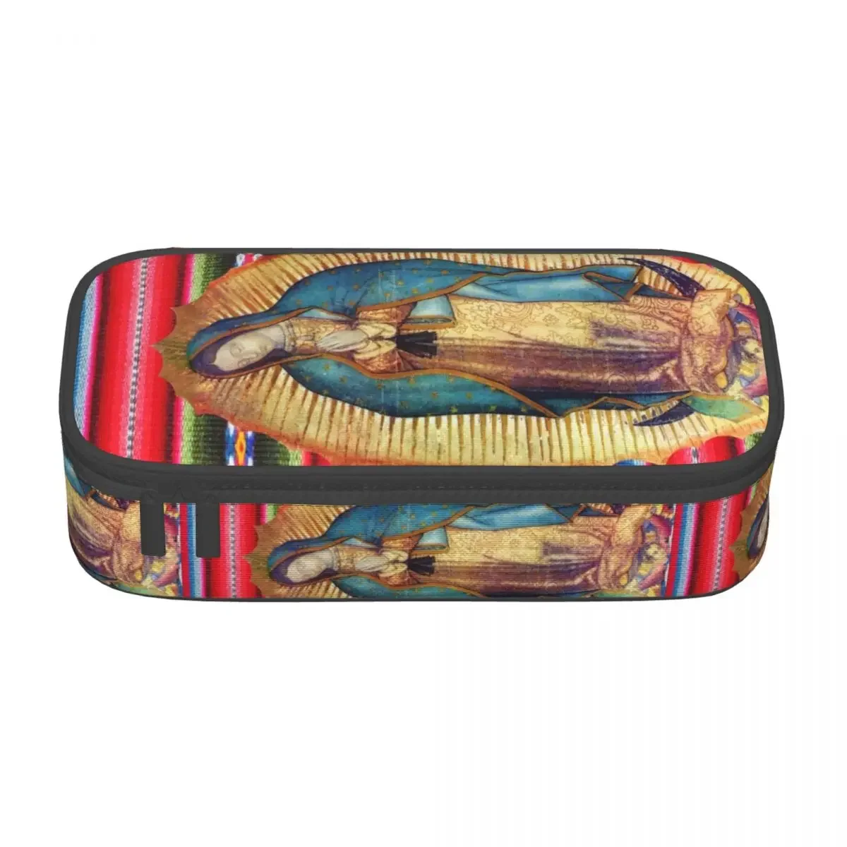 Custom Cute Our Lady Of Guadalupe Virgen Maria Zarape Pencil Cases for Virgin Mary Catholic Pen Box Bag School Supplies