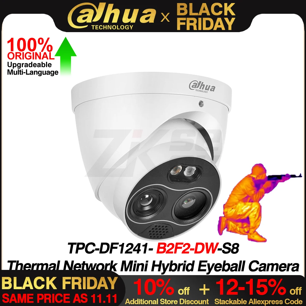 Dahua TPC-DF1241-S8 TPC-DF1241-B2F2-DW-S8 Thermal Camera 256*192 2mm Network Mini Hybrid Eyeball PoE IP Camera 4MP 2mm Alarm