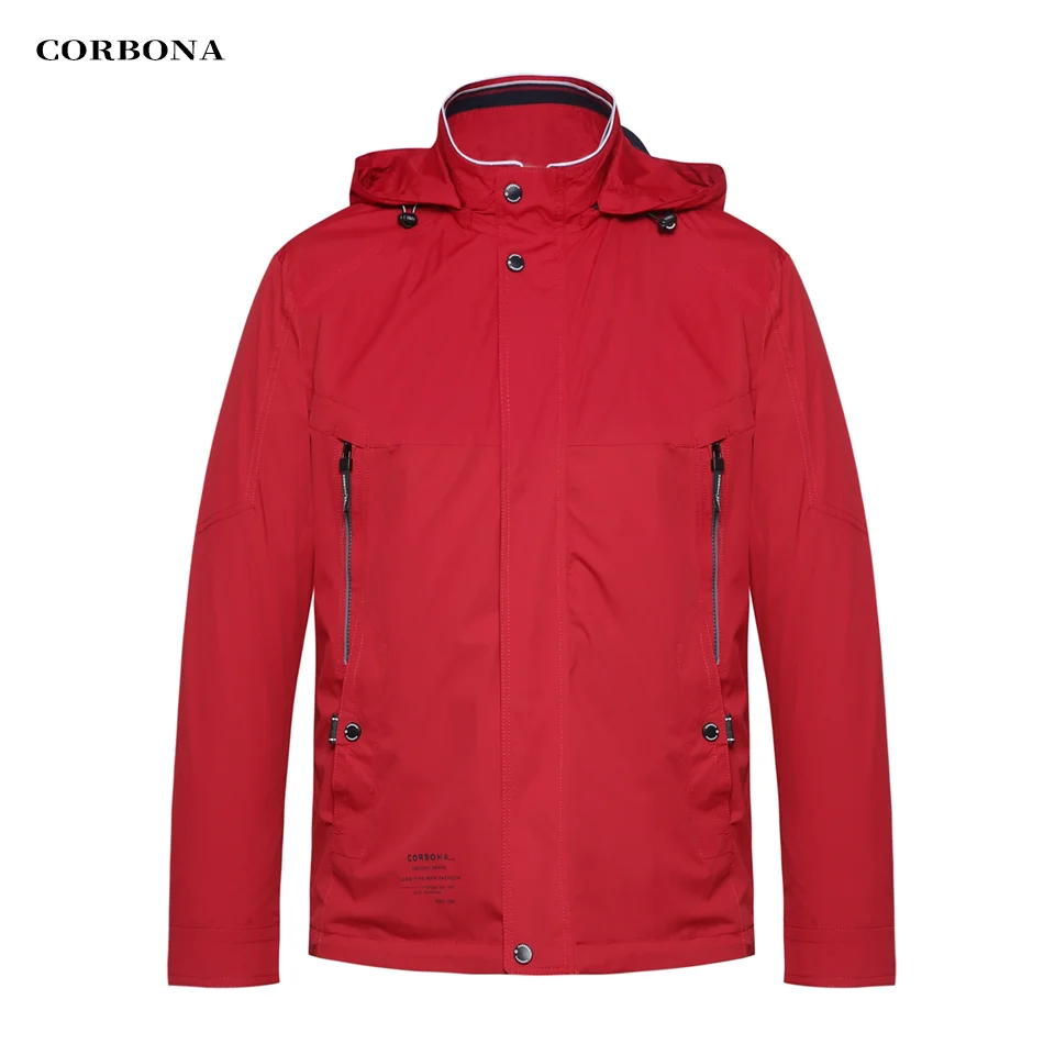 CORBONA 2024 New Arrival Men Spring Autumn Jacket Normal Size Outdoor Casual Fashion Navy Blue Comfortable Male Coat Hooded