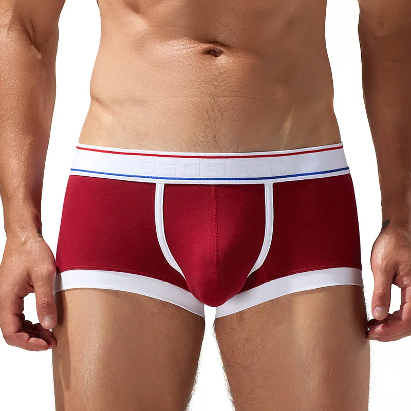 New BRAND SEOBEAN Mens Low Rise  Cotton Sexy Boxer Trunk Underwear