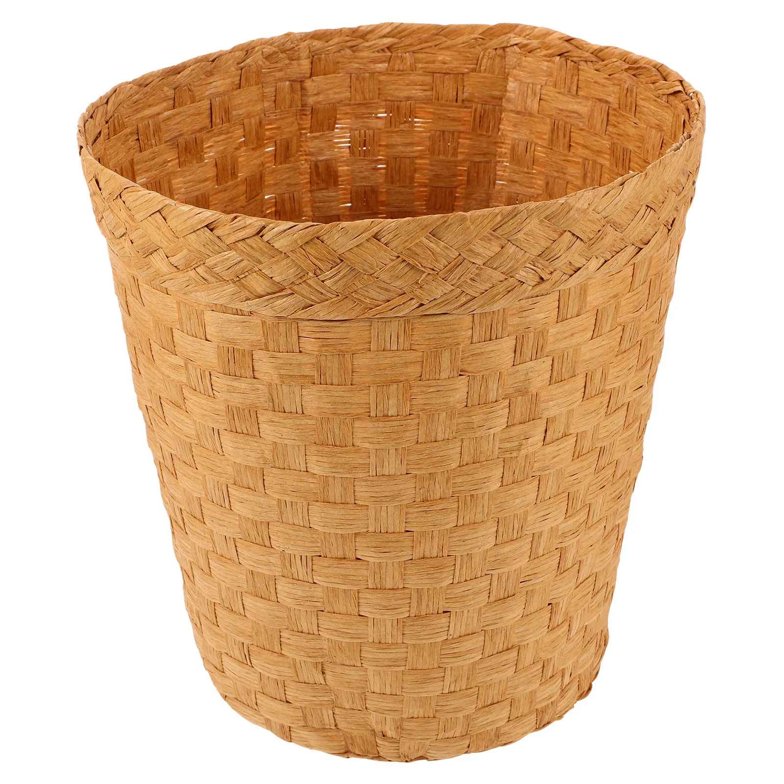 Rattan Handwoven Trash Can Basket Kitchen Weaving Wastebaskets Round Fruit Storage Trashcan with Lid Bamboo Home