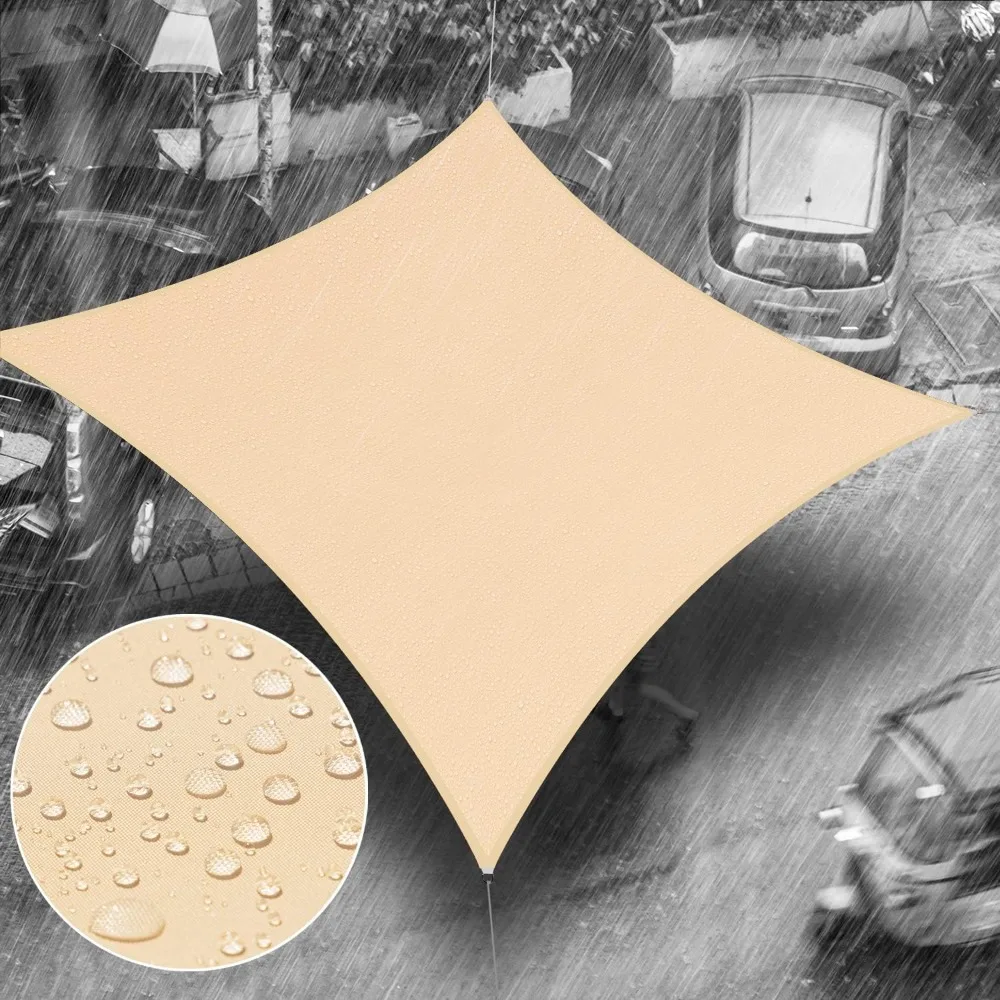 

14' x 17' Beige Square Waterproof Sun Shade Sail Order to Make Canopy Awning, UPF50+ 98% UV Blockage Water Resistant