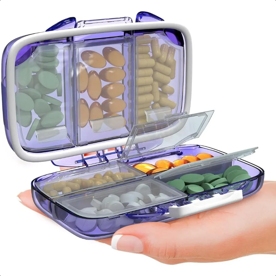

Travel Pill Organizer Moisture Proof Portable Vitamin Holder with 7 Compartments Compact plement Case for Purse ential Medicine