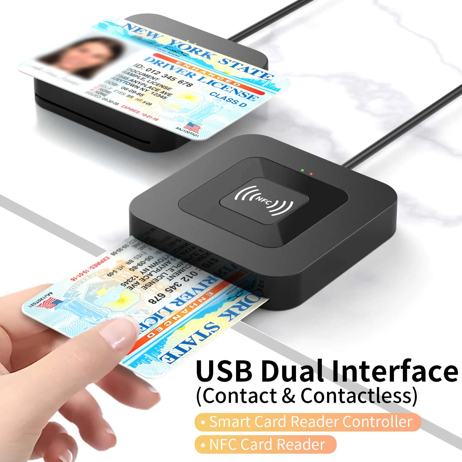 UTHAI X06 Pembaca Kartu Pintar USB 2.0 2-in-1 Pembaca Kartu IC dengan Kontak dan NFC untuk ATM Bank dan Pelaporan Pajak