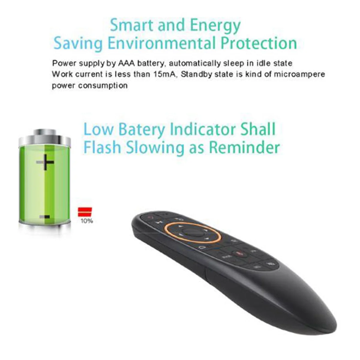 ATS-G10S 2.4G 3 pièces/ensemble voix Air volant souris Gyroscope sans fil infrarouge rétro-éclairage TV décodeur à distance